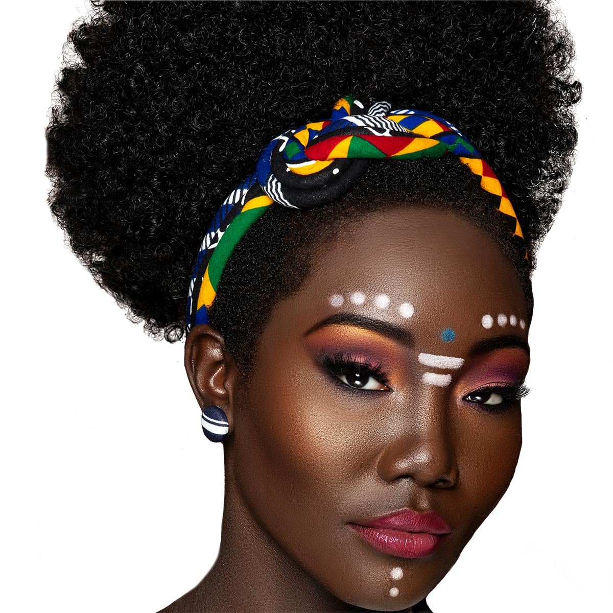 African Head Piece for Women| 3 Strand Blue, White, Green Knotted Headband| Afrocentric headband | Cloth & Cord