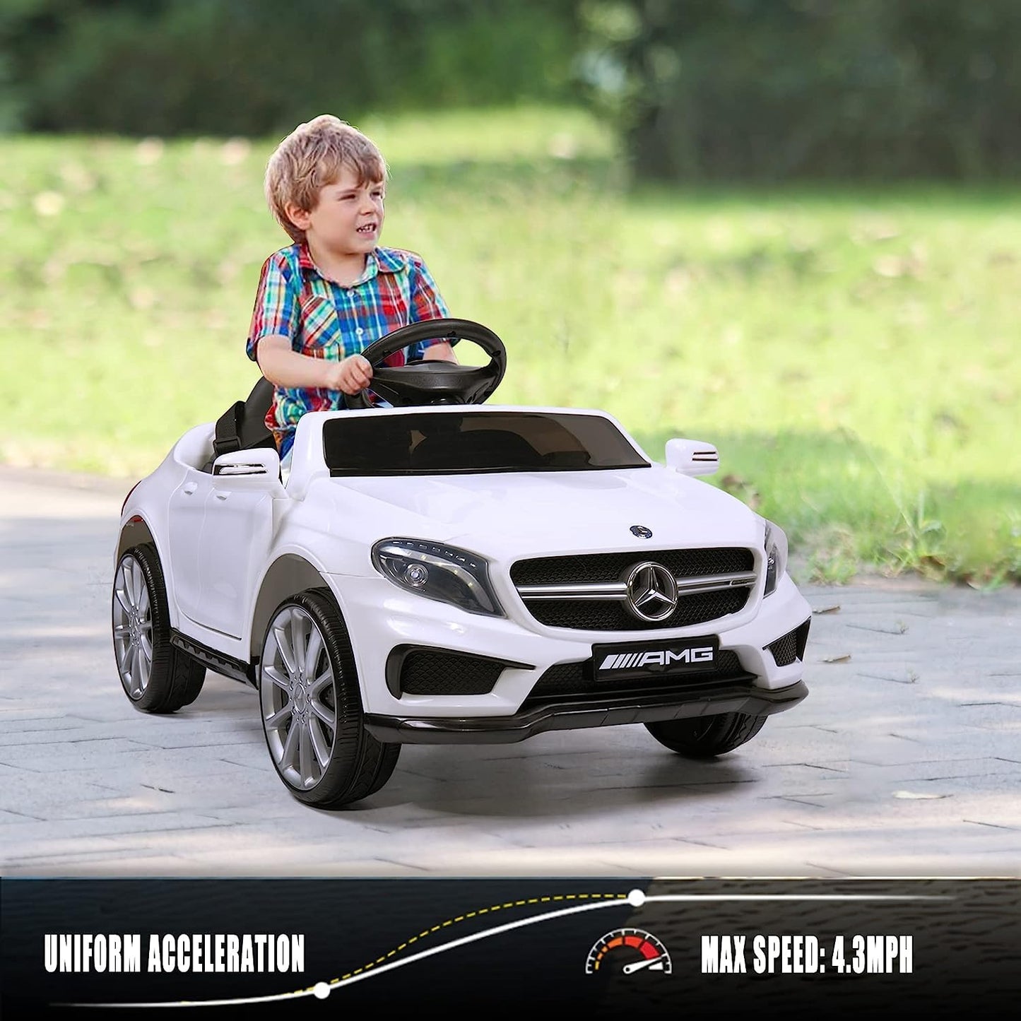 Licensed Mercedes Benz Electric Car for Kids by TOBBI,Toddler Electric Vehicle,Children Ride On Toy with Parental Remote Control/Double Doors/5 Point Safety Belt/LED Lights for Ages 3+ White