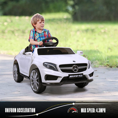 Licensed Mercedes Benz Electric Car for Kids by TOBBI,Toddler Electric Vehicle,Children Ride On Toy with Parental Remote Control/Double Doors/5 Point Safety Belt/LED Lights for Ages 3+ White
