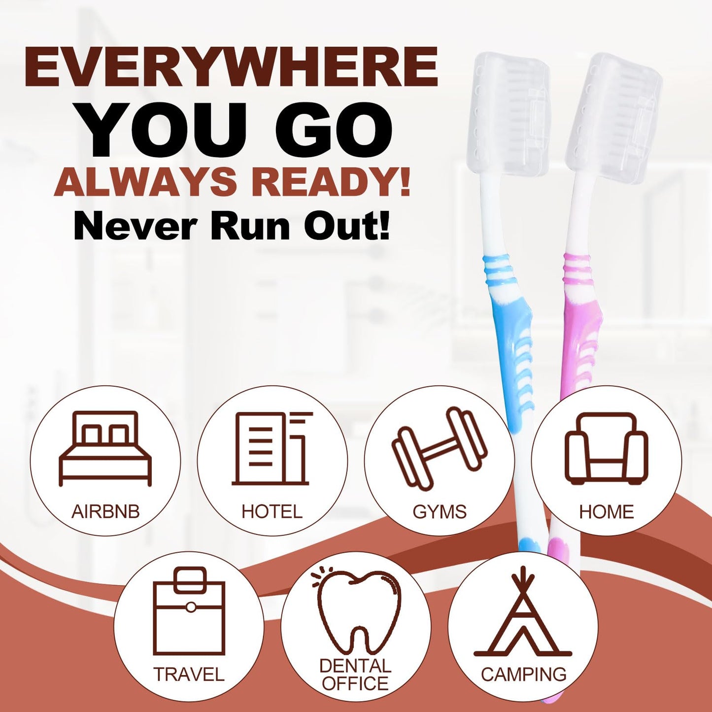 Disposable Toothbrushes with 45 Grams Toothpaste Individually Wrapped, Travel Kit Whit Plastic Zip Bag,Toothbrush Head Cover, Bulk Toothbrush for Homeless,Travel,Shelter,Air Bnb,Hotel,Guest (100)