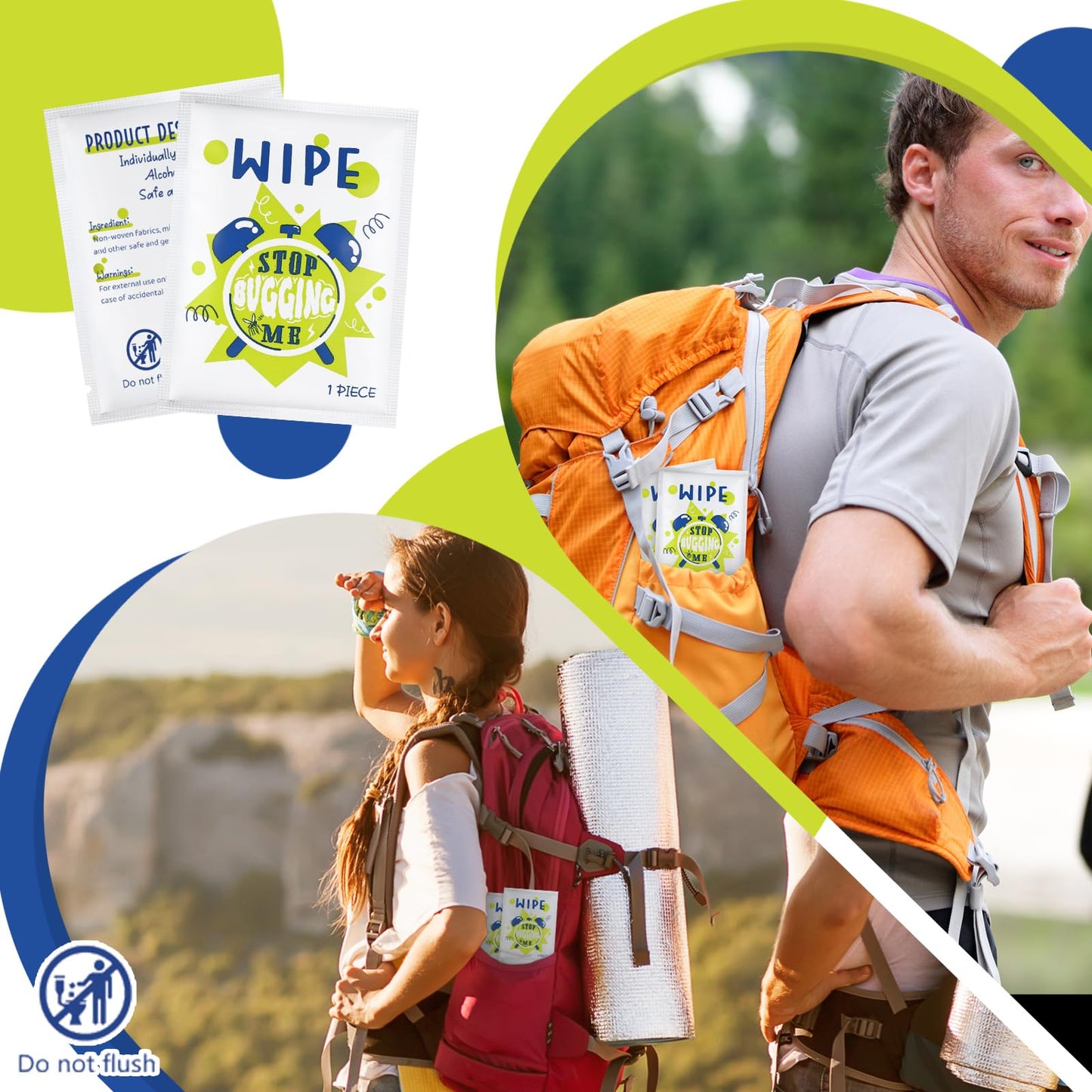 Tondiamo 200 Pcs Peppermint Wipes Mint Travel Individually Wrapped Bulk Wipes for Summer Outdoors Long Lasting Comfortable Hiking