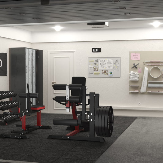 GMWD Leg Extension and Curl Machine, Lower Body Special Leg Machine, Adjustable Leg Exercise Bench with Plate Loaded, Leg Rotary Extension for Thigh, Home Gym Weight Machine Red