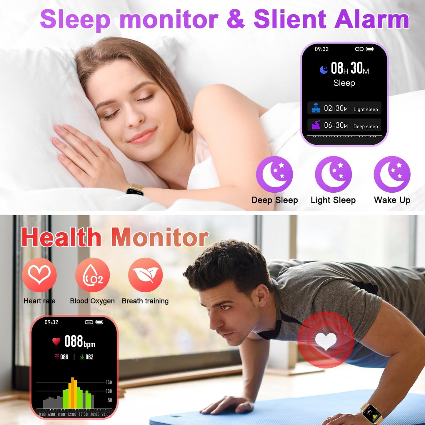 Smart Watch for Women Fitness Tracker: Gold Smart Watches for Women Digital Mens watches Make/Answer Call Waterproof Running Smartwatch Android Phone iPhone Samsung Compatible Heart Rate Monitor