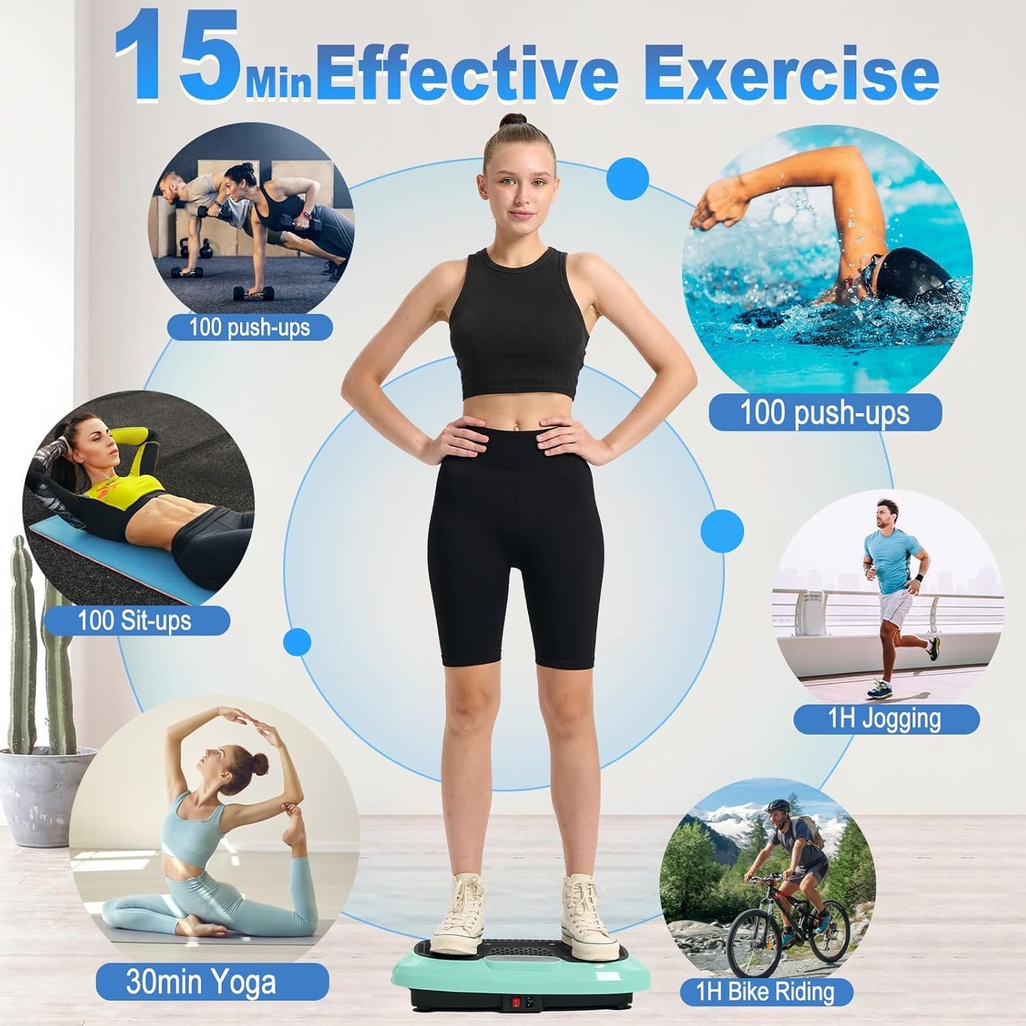 HOTWAVE Vibration Plate Exercise Machine for Lymphatic Drainage, Power Vibrating Plates Platform for Weight Loss - Whole Body Shaker Vibration Plate Machine Home Gym Shaping Fitness Workout
