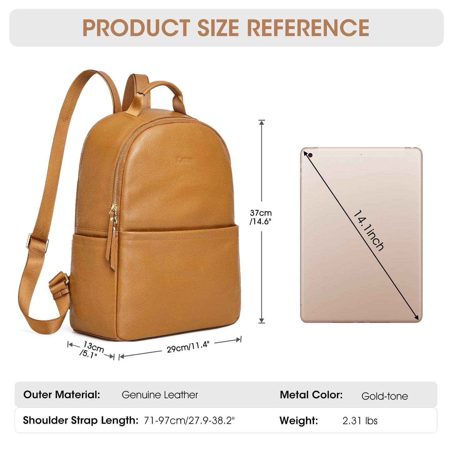 Kattee Genuine leather backpack purse for women Antitheft Rucksack Soft work Casual Daypack fashion