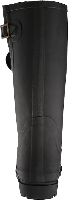 Men's Expandable Calf Rubber Boot Black Leather Boots-3