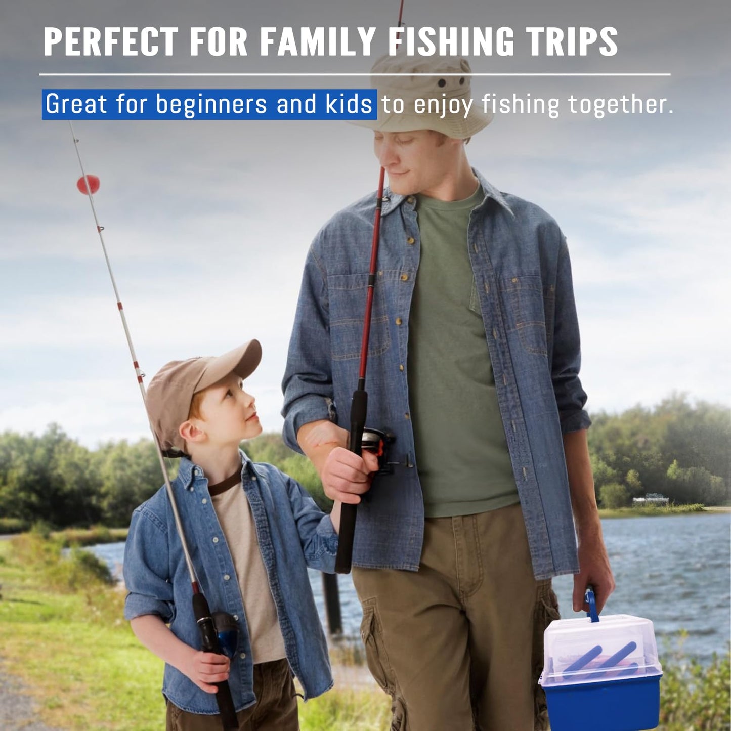 Vipfish 448-Pcs Fishing Lures Kit – Complete 3-Layer Tackle Box Set with Hooks, Weights, Bobbers, Pliers, Rigs, Leaders, Fluorocarbon Line, Accessories & More for Kids Fishing Gear