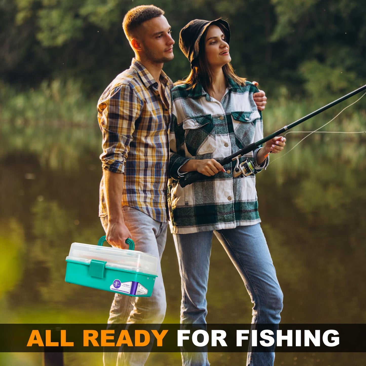 TCMBY 3 Layers Tackle Box with Tackle Included, 321Pcs Fishing Lures Kit Contains Pliers, Crankbait, Hooks, Weights & Accessories, Fishing Gear Bait Lure Gifts for Men Bass Freshwater (Green)