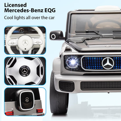 Jojoka Baby Car, Licensed Mercedes-Benz EQG Electric Car 12V Battery Powered w/Parent Remote Control, Full Car LED Lights, Spring Suspension, Music, 4 Wheeler Electric Vehicle for Kids, Gray