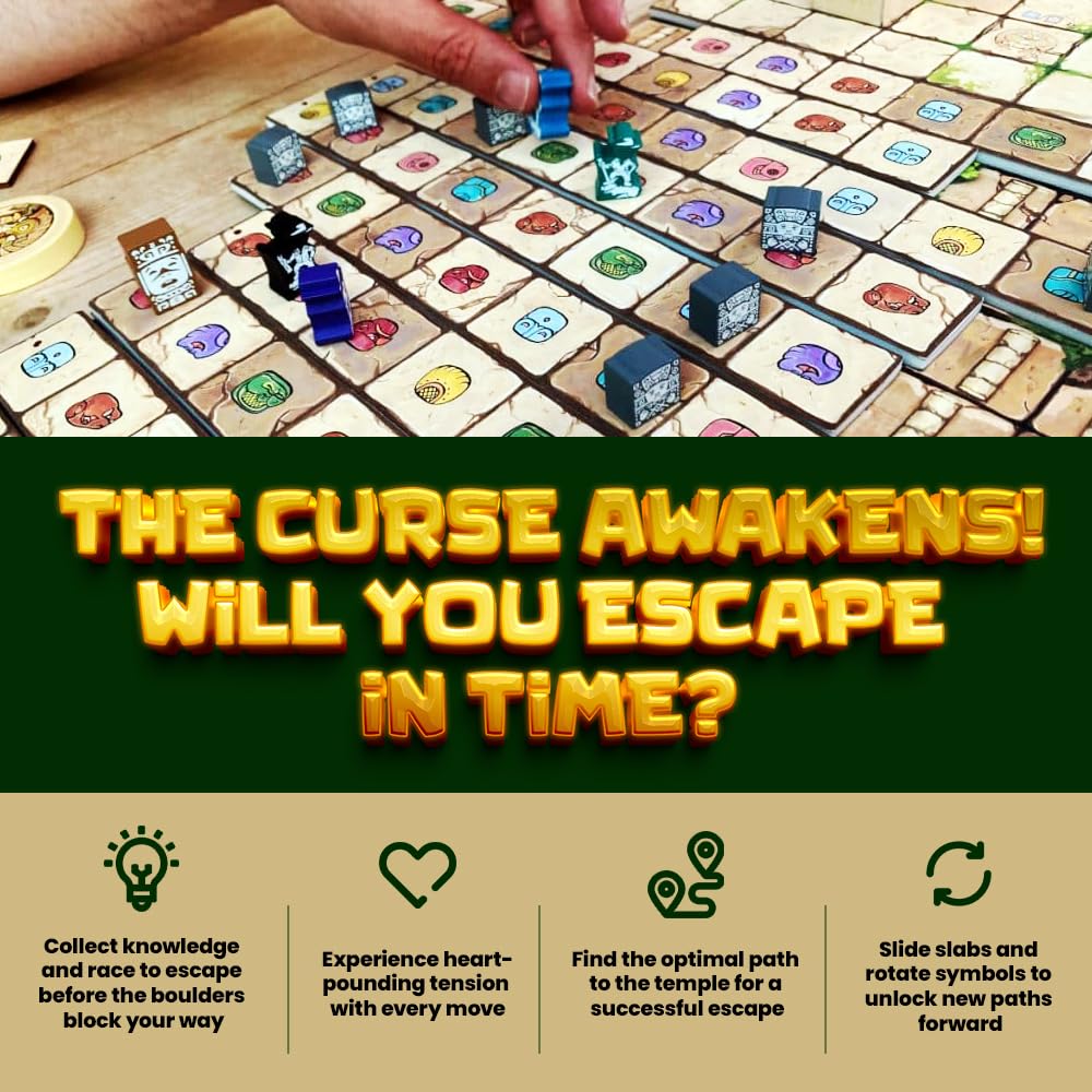 Crazy Like a Box Mayan Curse – Thrilling Puzzly Board Games for Adults & Kids, Strategic Family Games for Game Night, Party Game with Fantasy, Adventure & Suspense, Ideal Gift for Boardgame Lovers