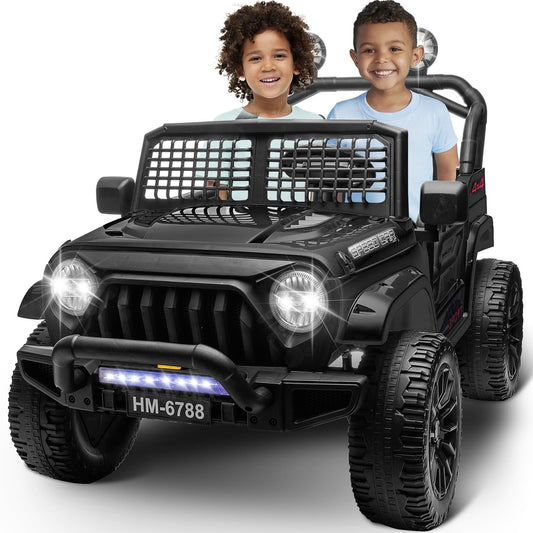 Beblinglet 2 Seater Ride On Toys Car for Big Kids, 24V Electric Vehicles w/20'' Wide Seat, Remote Control, 5MPH Max, Music, Wireless, Full Suspension, Battery Powerd Cars Truck for Kids Boys (Black)