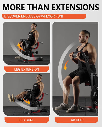 GMWD Leg Extension and Curl Machine, Lower Body Special Leg Machine, Adjustable Leg Exercise Bench with Plate Loaded, Leg Rotary Extension for Thigh, Home Gym Weight Machine Red