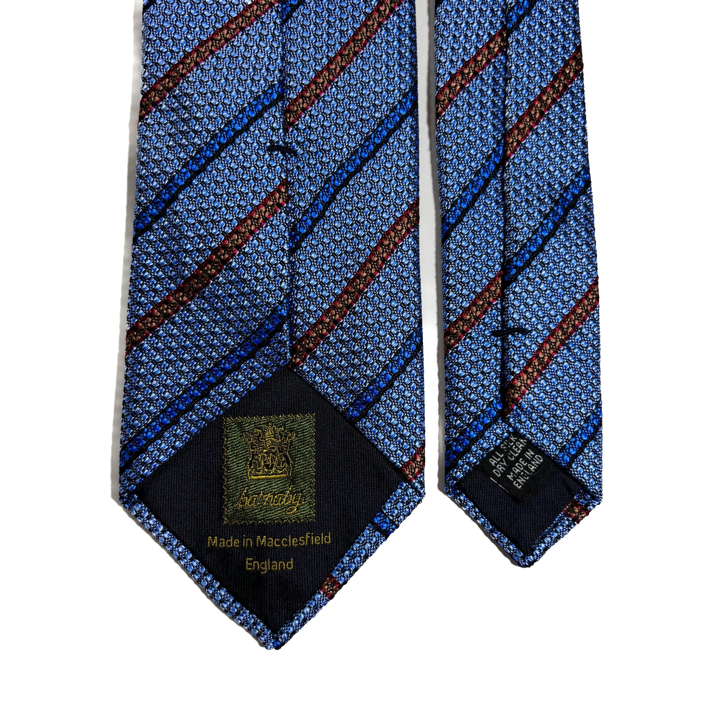 Light Blue Striped Silk Grenadine Tie (English Weave)-3