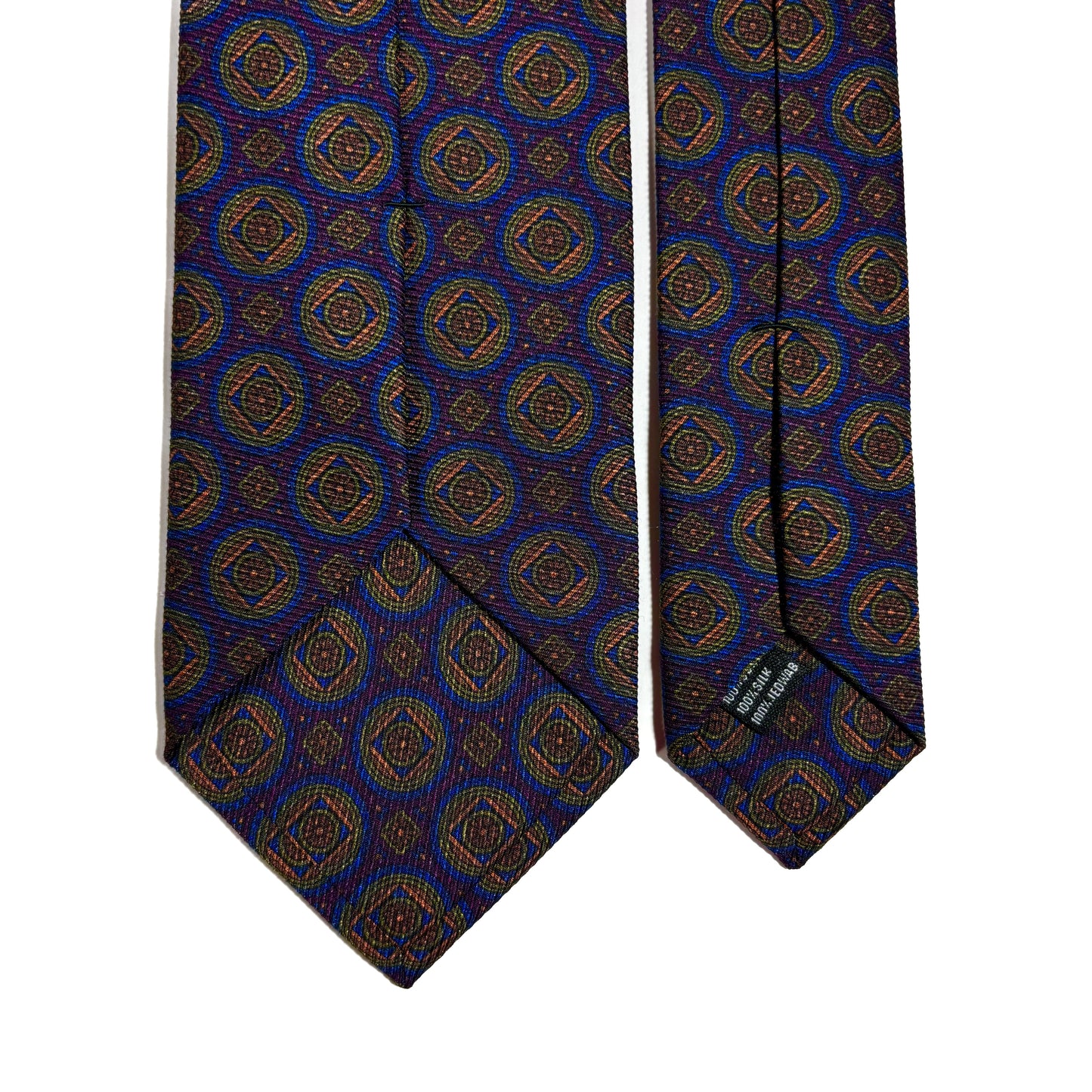 Purple Medallion Italian Madder Silk Tie-3