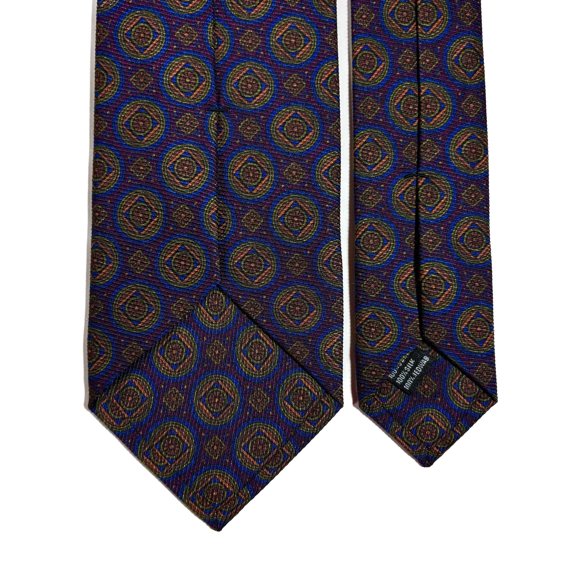 Purple Medallion Italian Madder Silk Tie-3