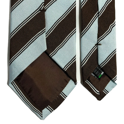 Light Blue & Brown Striped Silk Repp Tie-3