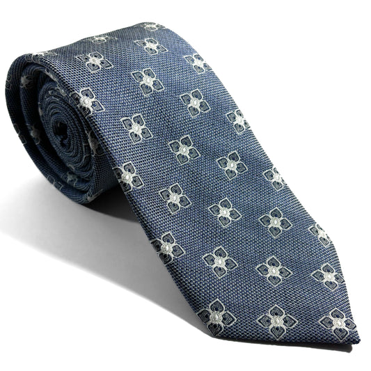 Light Blue Floral Silk Jacquard Tie-0