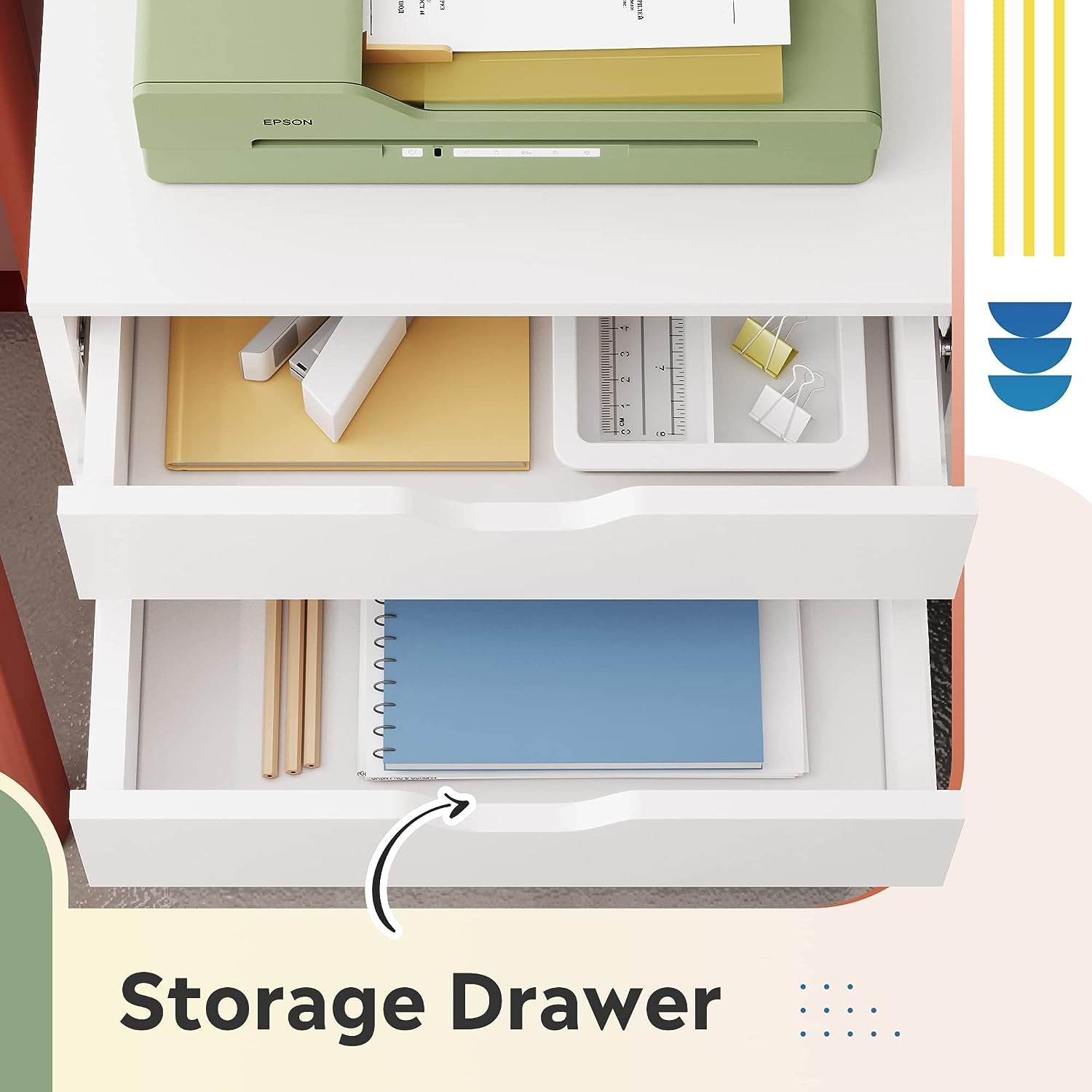 White 7-Drawer Storage Chest with Wheels-3