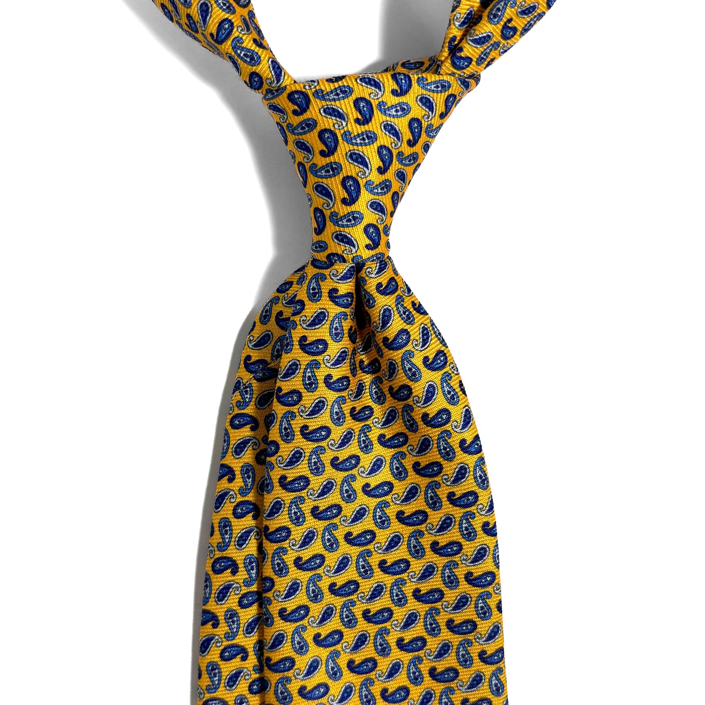 Yellow Small Paisley Silk Tie (Handmade in Italy)-1