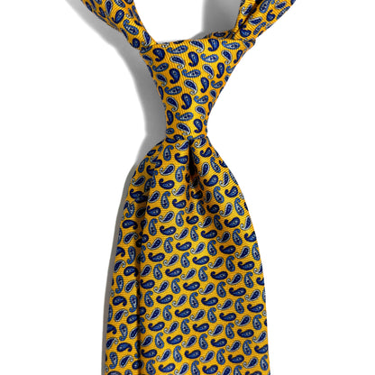 Yellow Small Paisley Silk Tie (Handmade in Italy)-1