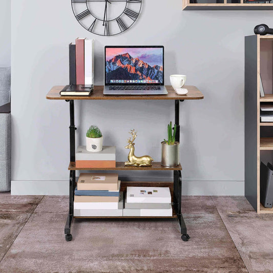 Adjustable Height Mobile Computer Desk with Rolling Wheels-1