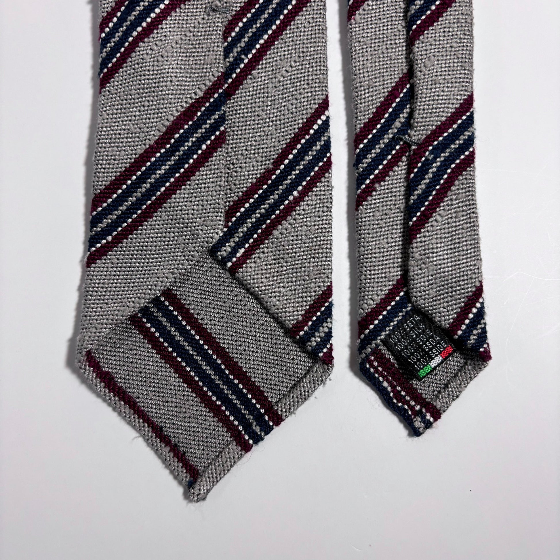 Light Gray Stripe Untipped Silk Shantung Tie-3