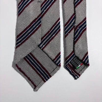 Light Gray Stripe Untipped Silk Shantung Tie-3