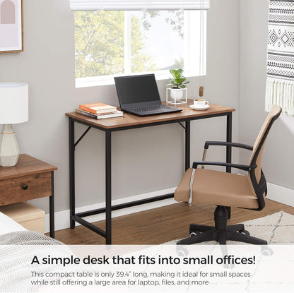 Computer Desk, Gaming Desk, Home Office Desk, for Small Spaces, 19.7 X 39.4 X 29.5 Inches, Industrial Style, Metal Frame, Hazelnut Brown and Black ULWD041B03V1-3