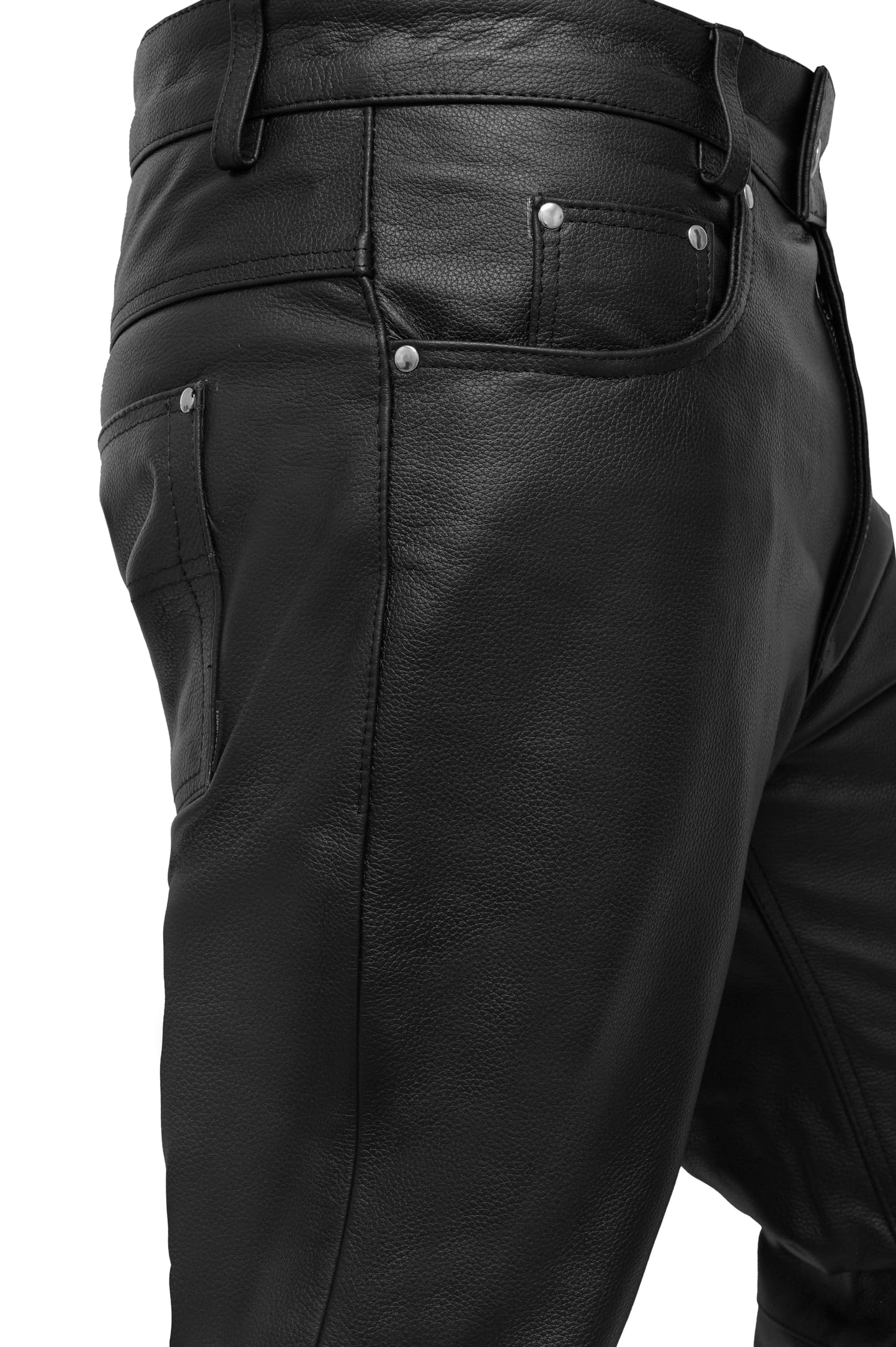 Touch&Torn Leather Motorcycle Pants for Mens Leather Black Brown Pants with 5 Pockets