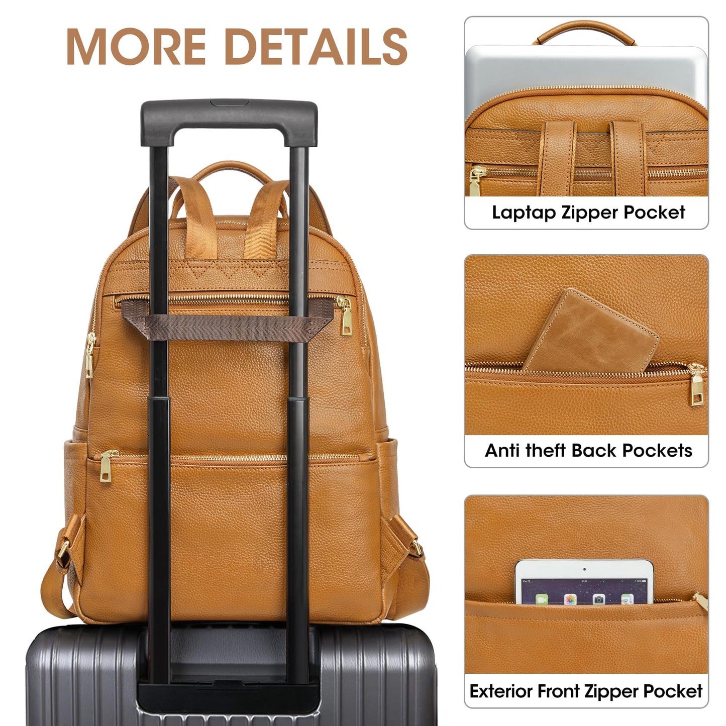 Kattee Genuine leather backpack purse for women Antitheft Rucksack Soft work Casual Daypack fashion