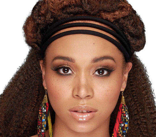 African Hair Piece | All Black 3 Strand Head Wrap | Black Headband | The Black Regent Headband | Everyday Headband | Elegant Afro Goth Diadem | Cloth & Cord