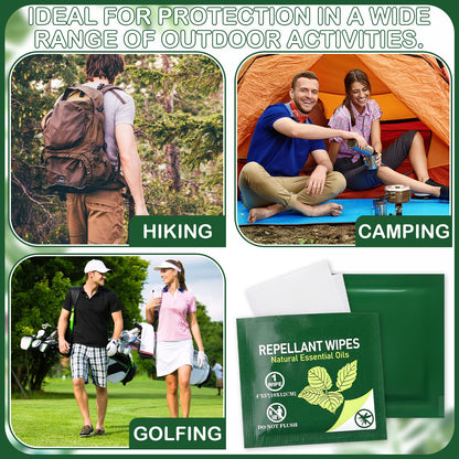 Threlaco 200 Pieces Travel Size Wipes Citronella Oil Individually Wrapped Wipes for Indoor Outdoor Travel Picnic Camping Hikes