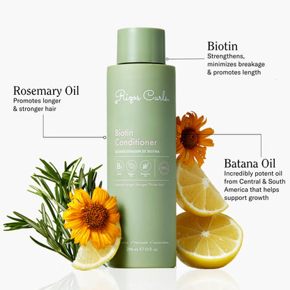 Rizos Curls Biotin Conditioner Deeply Moisturize & Reduce Breakage with Biotin, Coconut Oil & Aloe Vera Softens & Detangles All Hair Types Straight, Wavy, Curly Sulfate & Paraben Free
