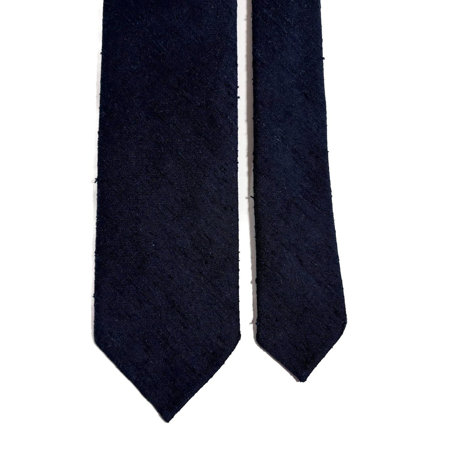 Untipped Navy Blue Silk Shantung Tie-2
