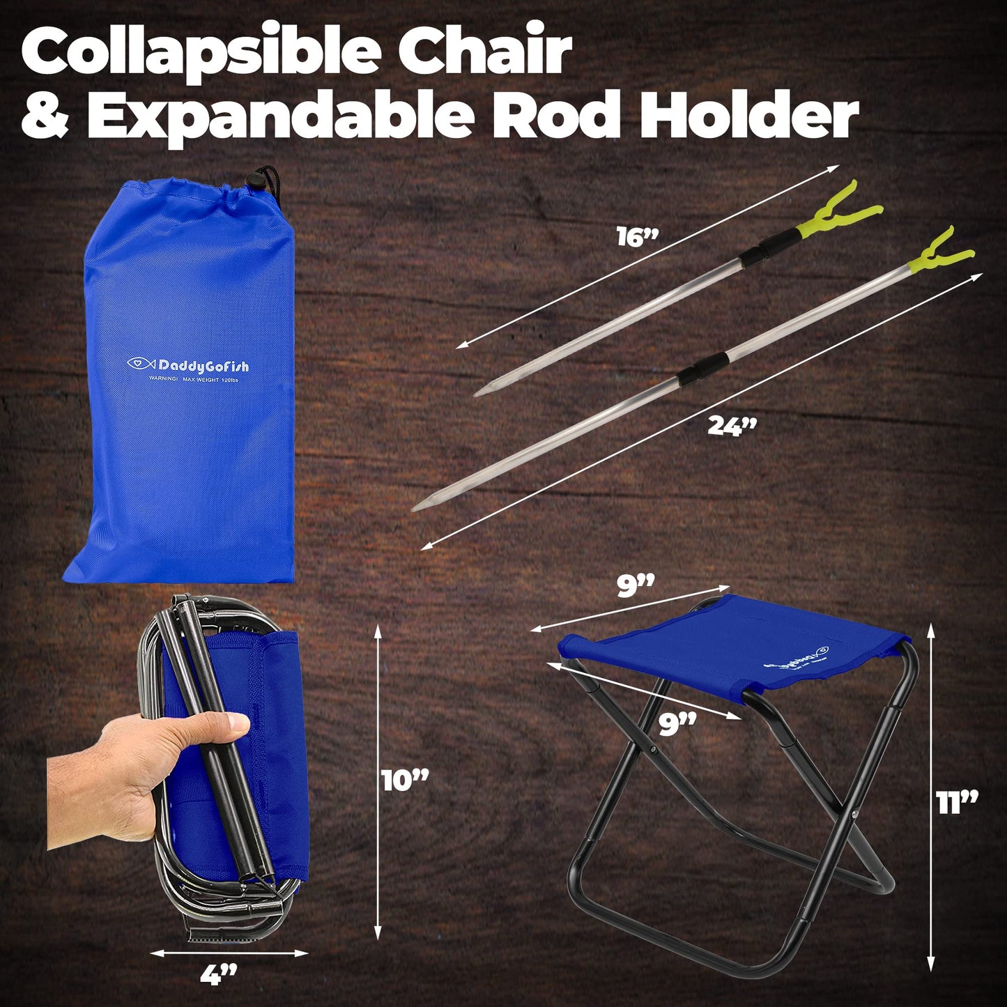 DaddyGoFish Kids Fishing Pole - Rod Reel Combo Tackle Box Starter Set - First Year Small Dock Gear Kit for Boys Girls Toddler Youth Age Beginner Little Children Junior Anglers (Blue, 4ft)