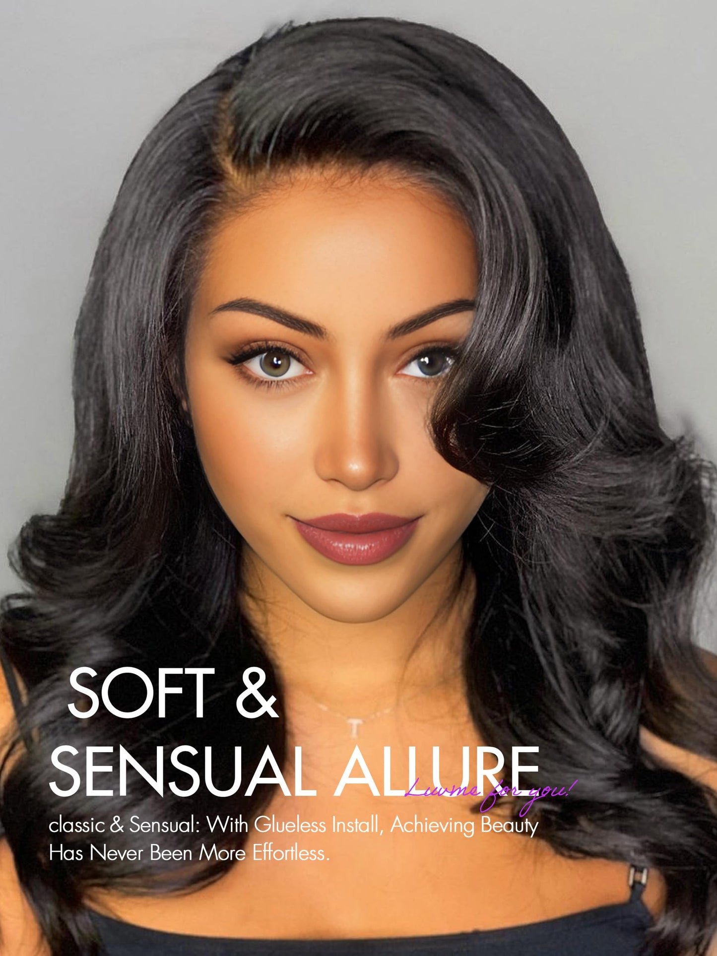 LUVME HAIR 14" Gorgeous Loose Wave Lace Front Wigs, Human Hair, Mid Parted, Natural Black
