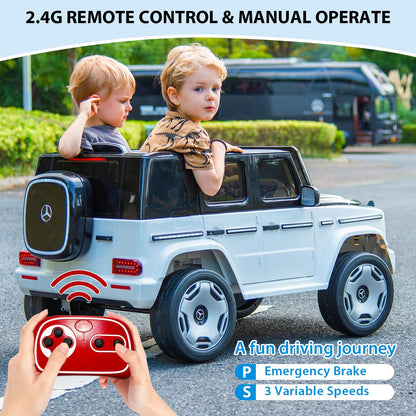 Jojoka Baby Car, Licensed Mercedes-Benz EQG Electric Car 12V Battery Powered w/Parent Remote Control, Full Car LED Lights, Spring Suspension, Music, 4 Wheeler Electric Vehicle for Kids, Gray