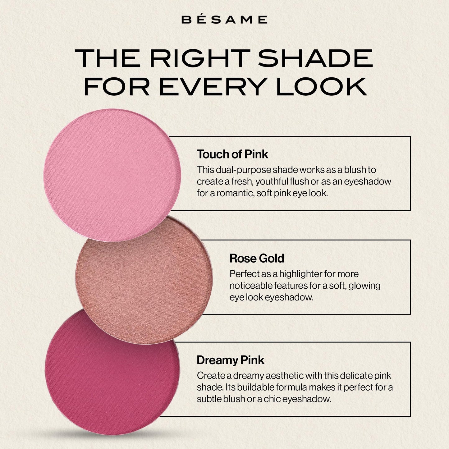 Besame Rose Gold Powder Blush & Eyeshadow 1959 Refill | Fits Signature Compacts Post-2019 | Sunkissed Pink-Gold | Vintage Inspired | 2-In-1 Cheek & Eyelid Highlighter | Sustainable Beauty Routine