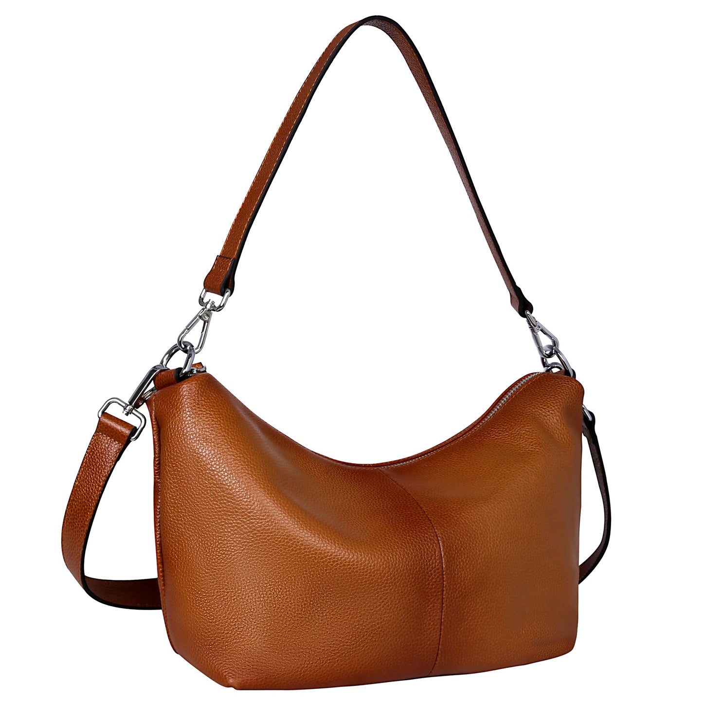 Iswee Soft Leather Handbags for Women Purses Brown Shoulder Bags Cross Body Bag Satchel Tote Travel Bag Hobo (Sorrel)