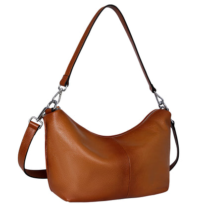 Iswee Soft Leather Handbags for Women Purses Brown Shoulder Bags Cross Body Bag Satchel Tote Travel Bag Hobo (Sorrel)
