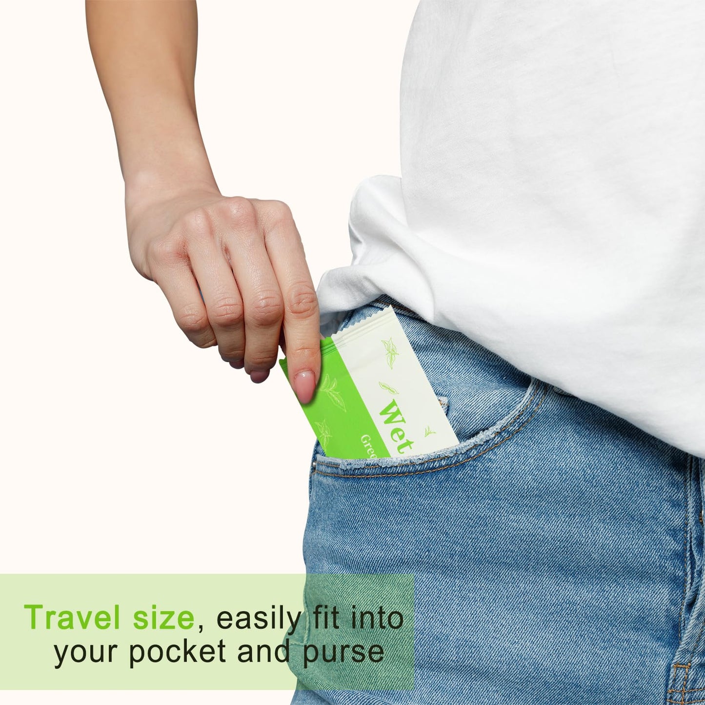 Hipruict Individual Hand Wipes, 500 PCS Wet Wipes Individually Wrapped, Wet Napkins Travel Size for Wedding, Barbecue, Restaurant, Green Tea Scent