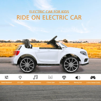 Licensed Mercedes Benz Electric Car for Kids by TOBBI,Toddler Electric Vehicle,Children Ride On Toy with Parental Remote Control/Double Doors/5 Point Safety Belt/LED Lights for Ages 3+ White