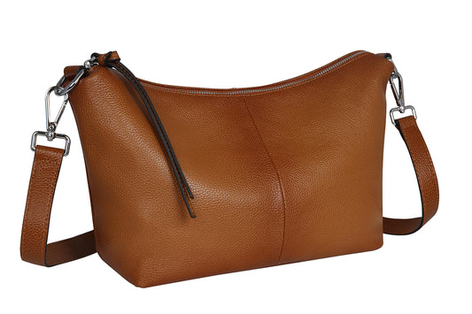 Iswee Soft Leather Handbags for Women Purses Brown Shoulder Bags Cross Body Bag Satchel Tote Travel Bag Hobo (Sorrel)