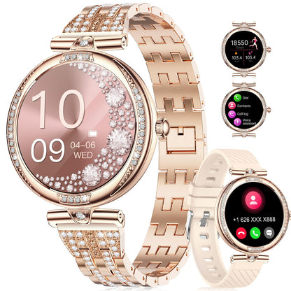LIGE Smart Watches for Women (Answer/Make Call) with Diamonds，1.19” AMOLED Smartwatch with Heart Rate/SpO2/Sleep Monitor,IP68 Waterproof Fitness Tracker 111 Sport Modes Pedometer for Android iOS,Gold
