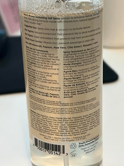 Rizos Curls Beach Waves Texturizing Salt Spray, Enhance Texture & Volume, Nourish and Enhance Definition with Blue Agave Extract, Red Algae & Prickly Pear Cactus, 6.8 oz
