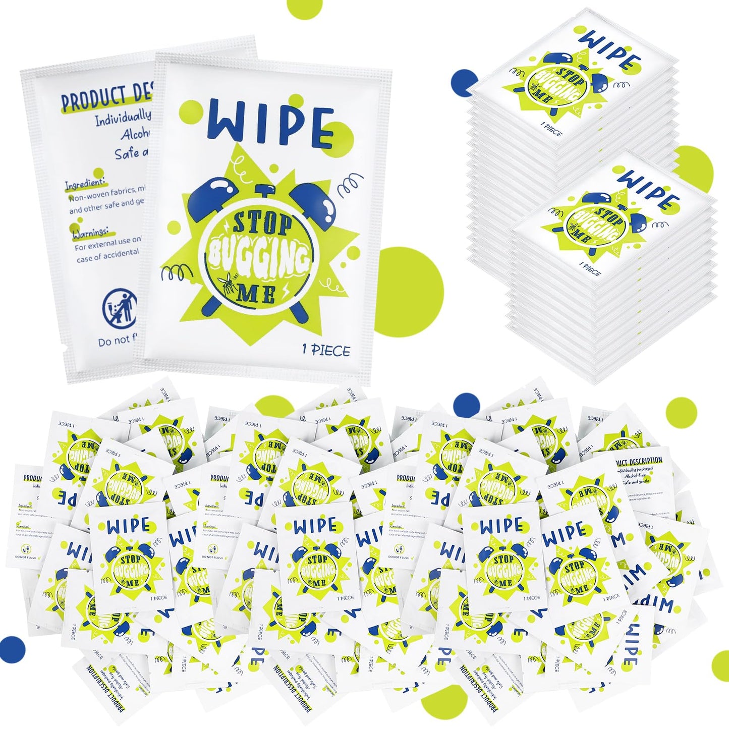 Tondiamo 200 Pcs Peppermint Wipes Mint Travel Individually Wrapped Bulk Wipes for Summer Outdoors Long Lasting Comfortable Hiking