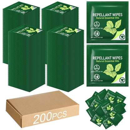 Threlaco 200 Pieces Travel Size Wipes Citronella Oil Individually Wrapped Wipes for Indoor Outdoor Travel Picnic Camping Hikes