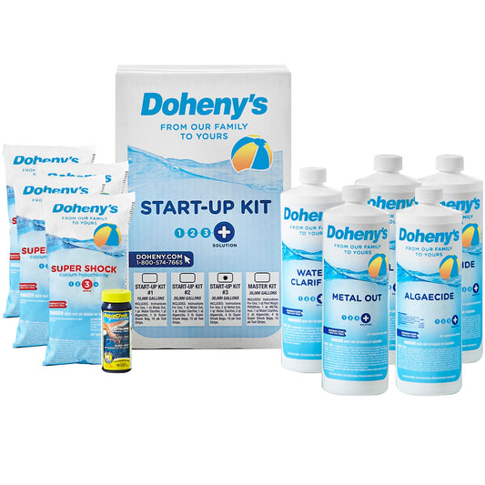 Doheny's Ultimate Pool Opening Start-Up Kit | Includes Metal Out, Spring Control, Clarifier & Super Shock | Prevents Stains, Rust & Scale | Free Test Strips | Pro-Grade Pool Chemicals