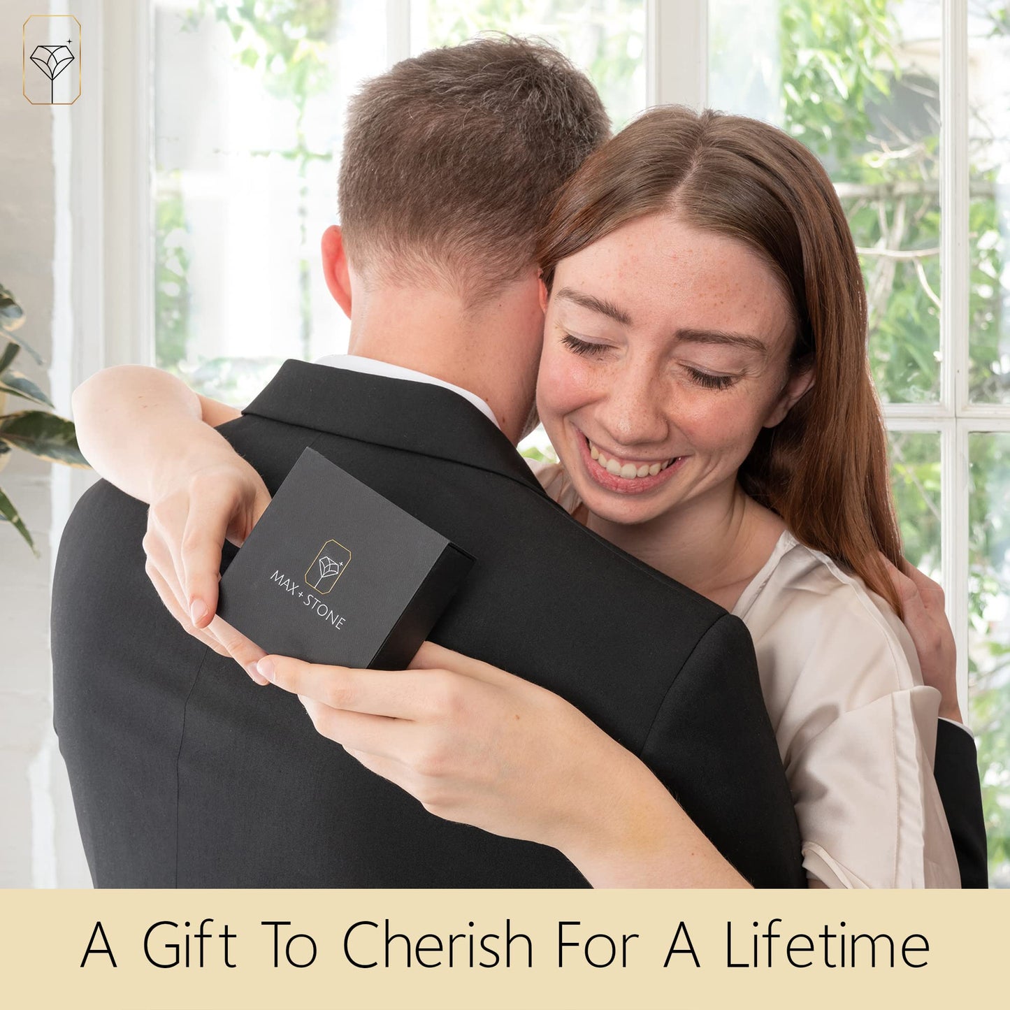 MAX + STONE Created Green Emerald Oval Sunburst Halo Ring for Women in 10k Yellow Gold with Created White Sapphire and May Birthstone Anniversary Ring Size 6