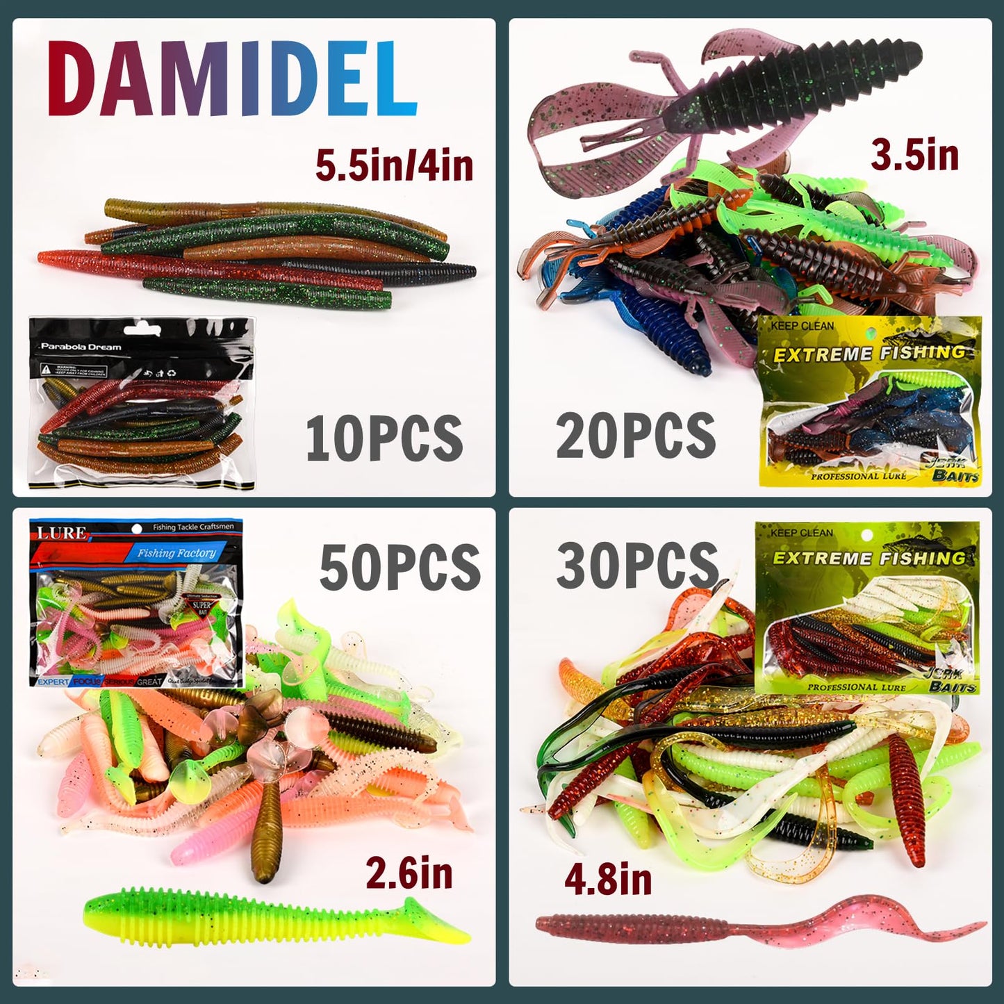 DAMIDEL 600 Pcs/Tackle Box Fishing Kit-Fishing Hooks,Sinkers, Swivels Snaps,Top Water Lure,Spoons,Soft Lures,Jig Heads, Frogs, Minnow, Accessories Equipment- Saltwater Freshwater Bass Bait Gear